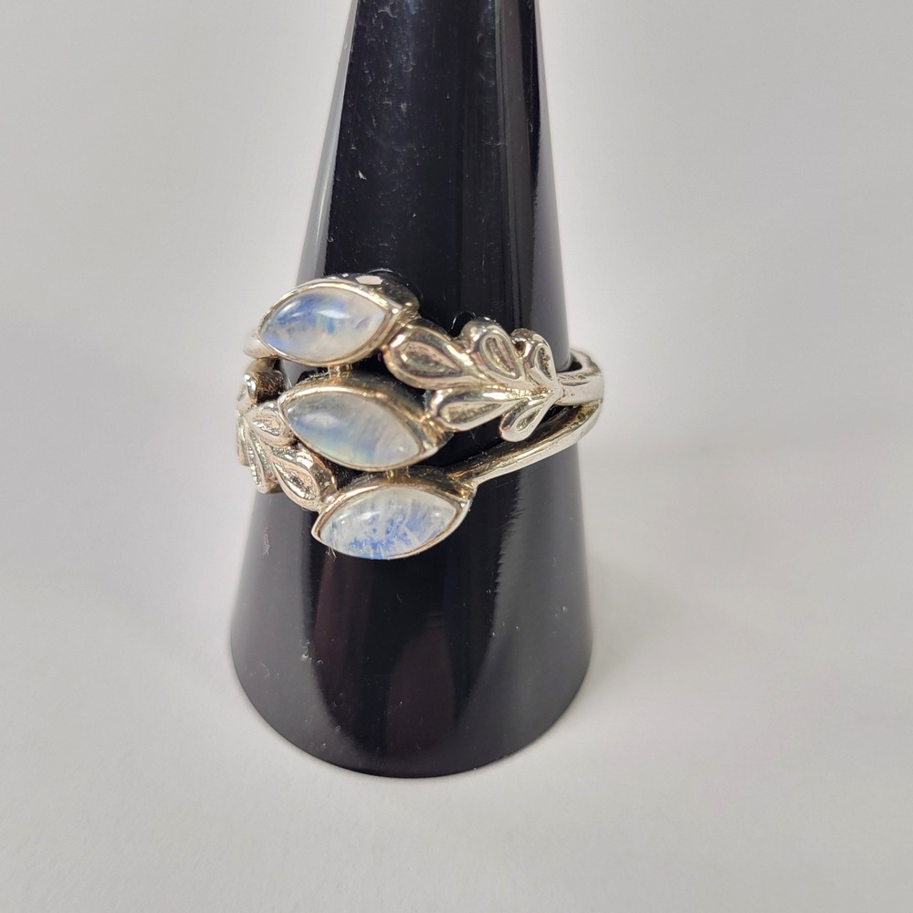 Sterling Silver Opalite Ring India NB Nicky Bulter Size 9.5 Leaf Design 5.7g 925